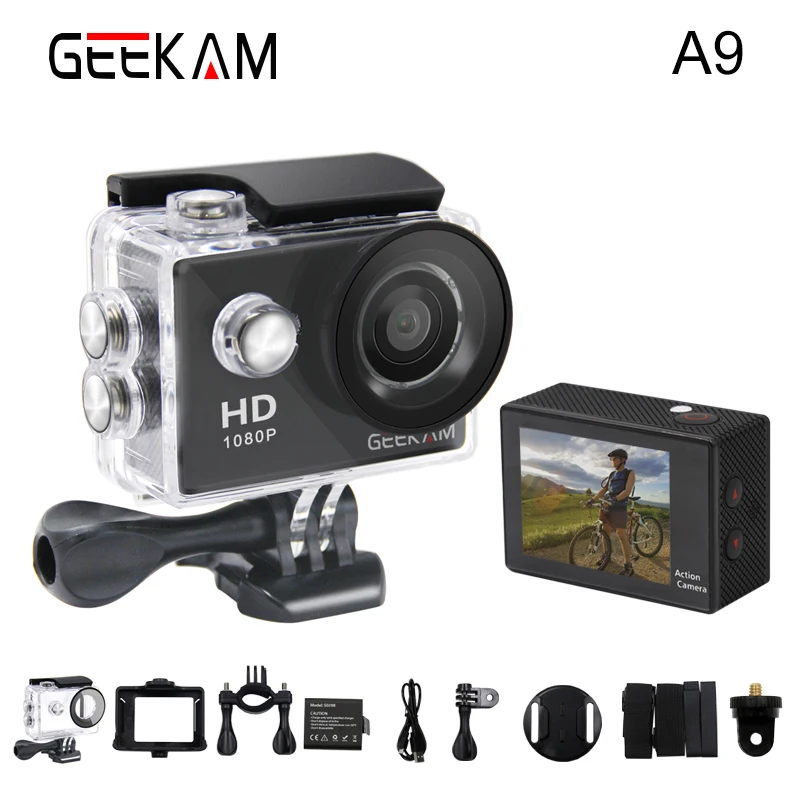 Geekam A9 действие Камера 1080 P 140D Full HD 2 ''Водонепроницаемый открытый мини CAM 1920*1080 Go