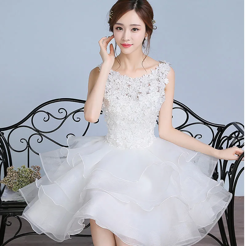 Новинка белое короткое платье до колен для девушек и женщин принцессы подружки