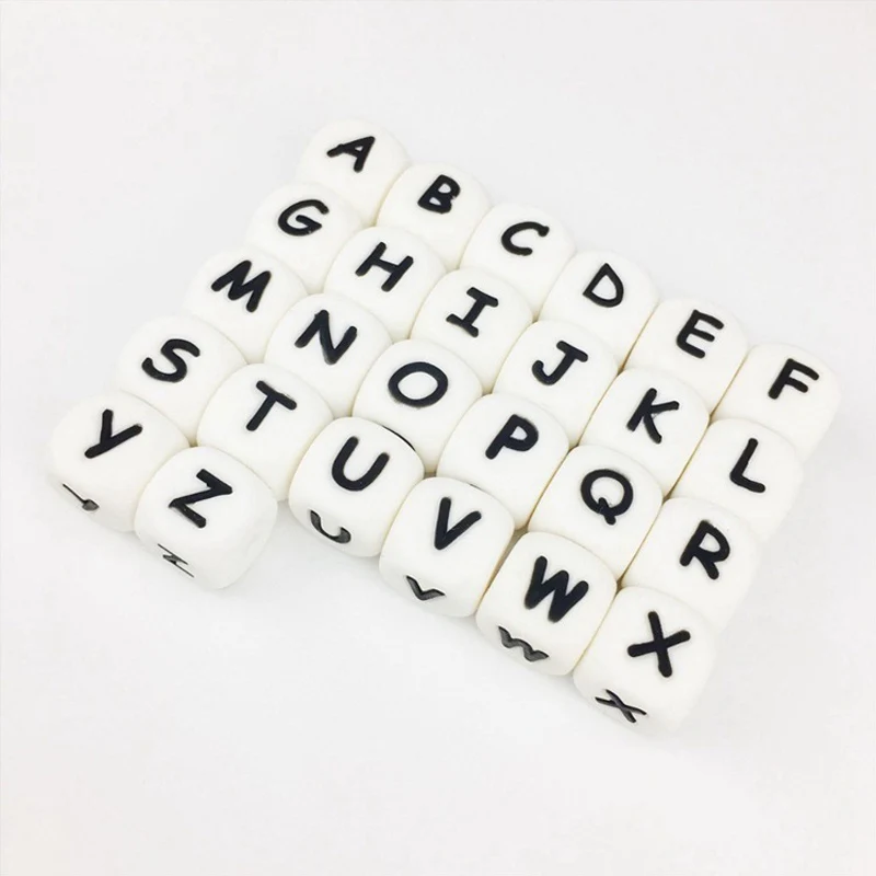 1 шт./лот DIY силиконовая английские буквы Еда Класс бусины браслет для детей Детская, жевательная украшения-грызунки Цепочки и ожерелья Соска-пустышка