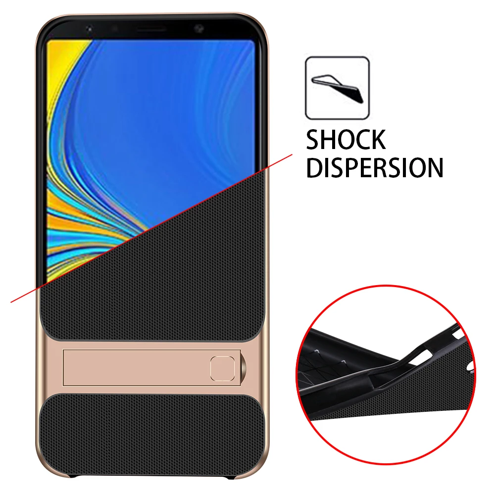 Для samsung Galaxy a7 чехол Роскошный мягкий силиконовый+ PC чехол с подставка гибридная Защита от царапин защитная задняя крышка чехол для samsung a7 A750
