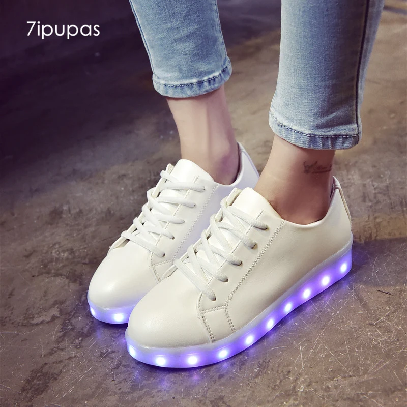 7ipupas светящиеся кроссовки из искусственной кожи белые черные красные с