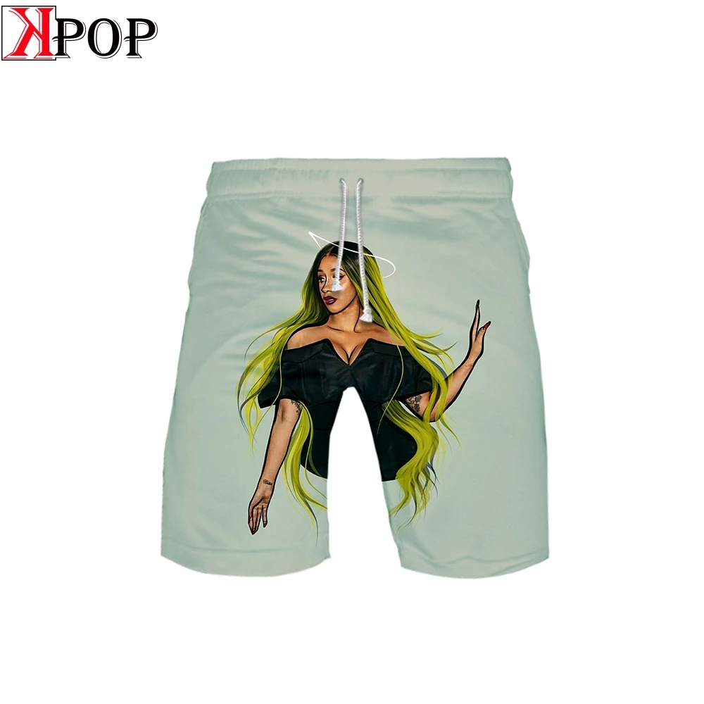 Крутые модные пляжные шорты в стиле хип хоп Cardi B с 3D принтом повседневные
