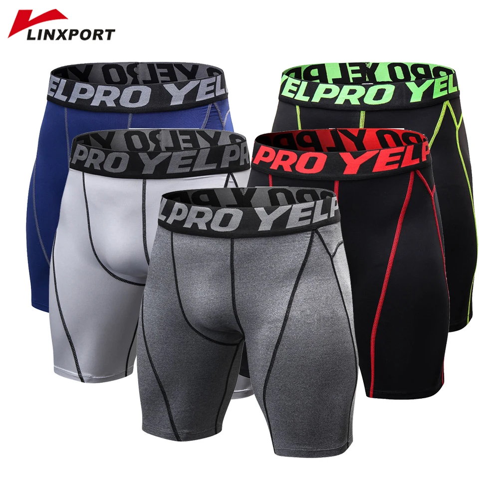 Men Gym Shorts Quick Dry Underwear Fitness Running Boxers Compressed Football Soccer Shorts Workout Skinny Sport Training Tights