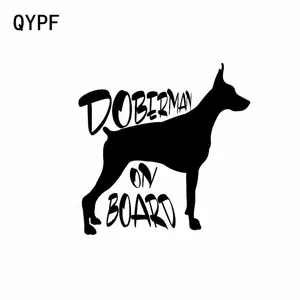 QYPF 15 см * 14,9 см Виниловая наклейка DOBERMAN на борту автомобиля, наклейка, черный, серебристый цвет