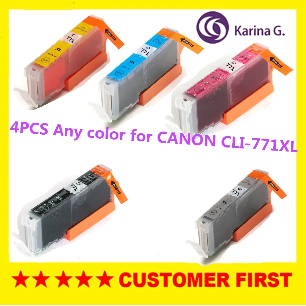 4 шт. любого цвета для CANON CLI771 фотосовместимый чернильный картридж с полными чернилами canon PIXMA MG5770/MG6870/MG7770|ink for