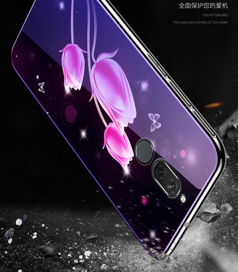 Синий светильник чехол для телефона для huawei mate 10 Lite P20 полный защитный цветок кремния и закаленное стекло крышка для huawei Nova 2i 3i 3