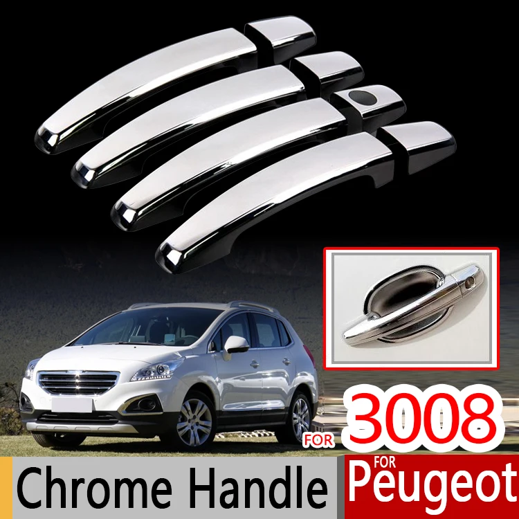 Хромированная накладка на дверную ручку для Peugeot 3008 mk1 2008 ~ 2016 аксессуары наклейки