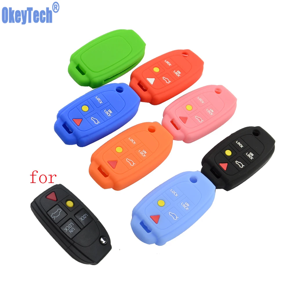 OkeyTech 5 кнопочный силиконовый резиновый чехол для автомобильного ключа Volvo XC90 S80