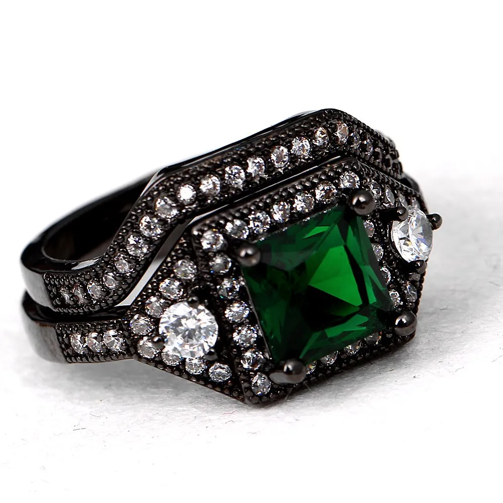 2018New Domineering black gold four-color zircon unisex Combination Detachabl ring Trend silver Accessories Size 6-10 woman gift | Украшения