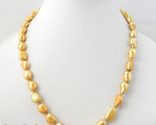 

17' 9mm golden baroque freshwater pearl necklace Factory Wholesale price Women Gift word Jewelry