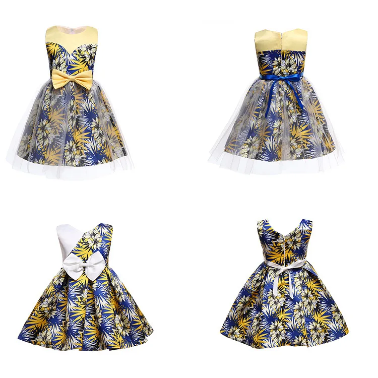 AiLe Rabbit Children's Clothes With A Combination Of Colour Fluffy Bow Knot Princess And Printed Kids Dresses For Girls Summer | Детская