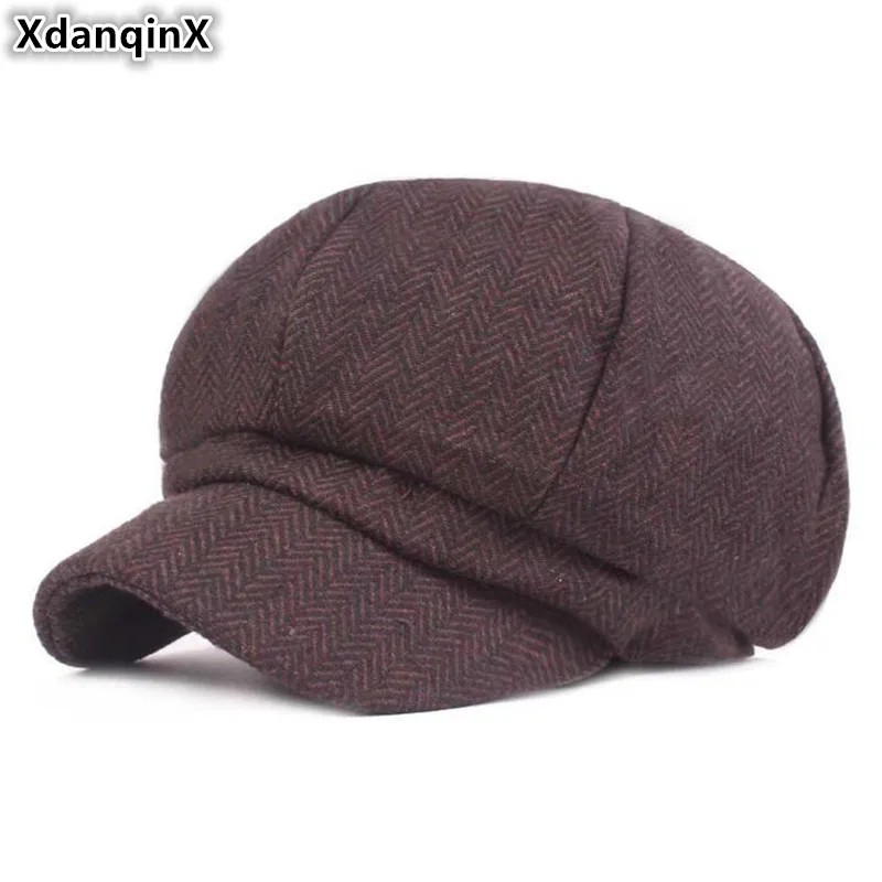 

XdanqinX New Autumn And Winter Women's Hats Newsboy Caps Simple Fashion Retro Men's Cotton Beret Vintage Snapback Cap Couple Hat