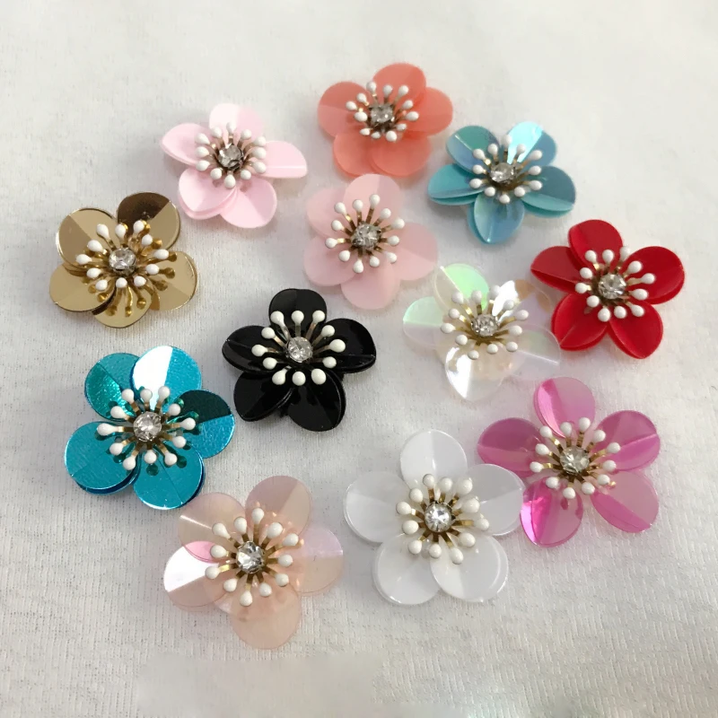 

20 шт. ручной работы, пришивные стразы и хрустальные бусины, Цветочные Аппликации, заколки для волос, сумки, броши, одежда