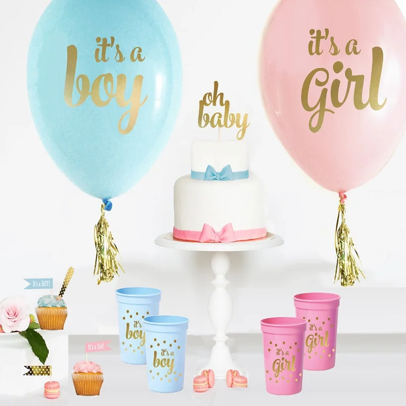 10pcs 12inch 2.8g Round Golden Gender Balloons it's Boy/it's Girl Balloon Birthday Ballons Decoration Baby Shower Party Supplies | Дом и