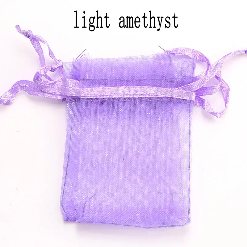 light amethyst 16 цветов, 100 шт./лот, 9*12 см, органза, рождественские, свадебные подарочные сумки, мешок для конфет, упаковка ювелирных изделий, тянущиеся сумки и мешочек из органзы - Цвет: light amethyst