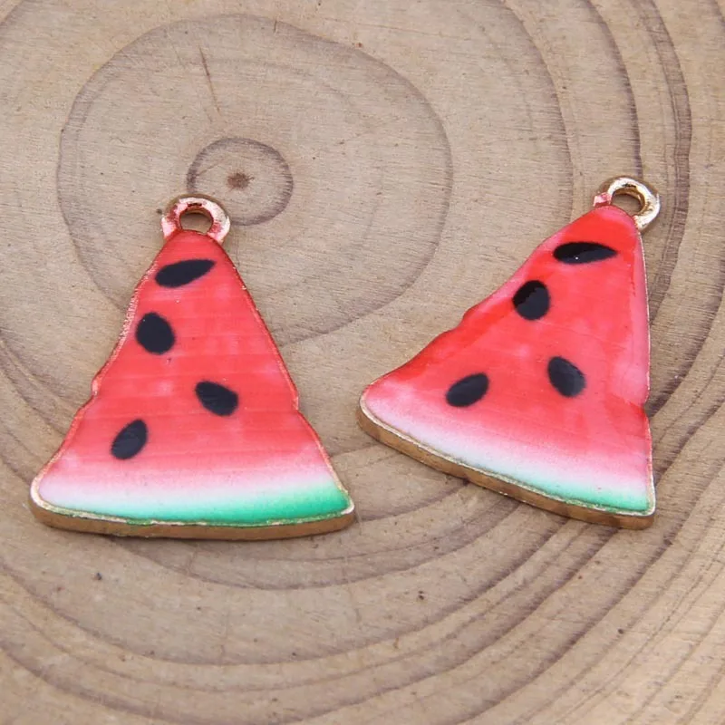 Ромашки 100 шт./лот Золотая эмаль Фрукты Арбуз амулеты &quotКлубника&quot Подвески для