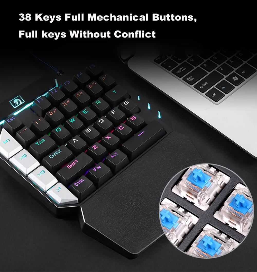 CARPRIE 35 ключи Одноместный One Hand Механическая игровая Проводная клавиатура с USB для