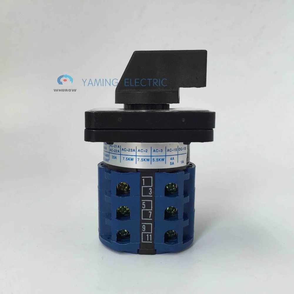 3 фазный переключатель переключения позиционный Селекторный 380 В 20 А cam с