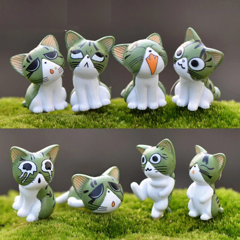 8 шт./компл. милые миниатюрные феи садовые статуэтки кошки террариума сыра