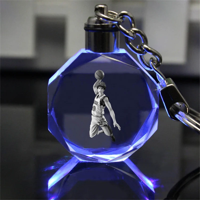 Баскетбольный Аниме Kuroko светодиодный брелок с логотипом и фигуркой, Хрустальный игрушечный брелок, светильник, брелок для ключей, унисекс, рождественский подарок, Новинка - Цвет: see chart