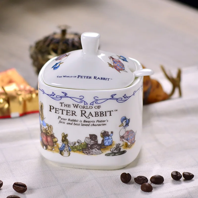 1 Pcs Прекрасный Питер Кролик кафе кофе сахарница с крышкой ложка керамическая домашняя солонка контейнер для приправы вкус горшок Miel Suikerpot - Цвет: 1 Pcs