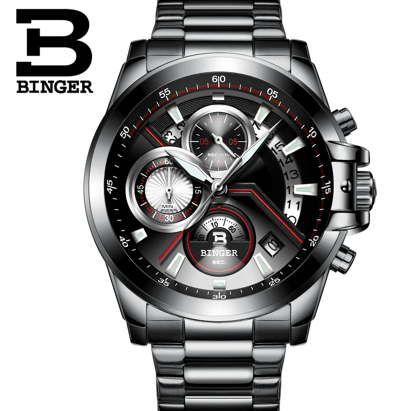 Часы наручные BINGER Мужские кварцевые роскошные брендовые дизайнерские