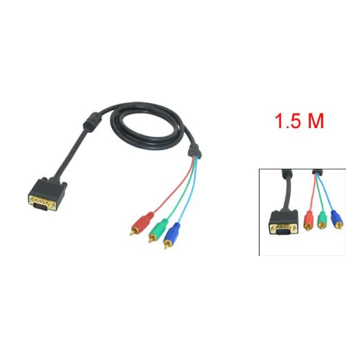 Горячий TTKK 1 5 M 4.9Ft VGA 15 Pin папа 3 RCA RGB Мужской видео кабель адаптер Черный |