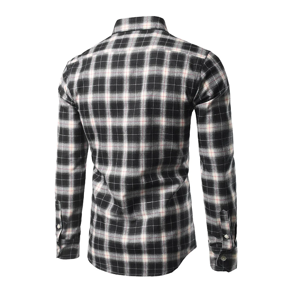Мужская клетчатая Повседневная рубашка новая модная мужская одежда Slim Fit с