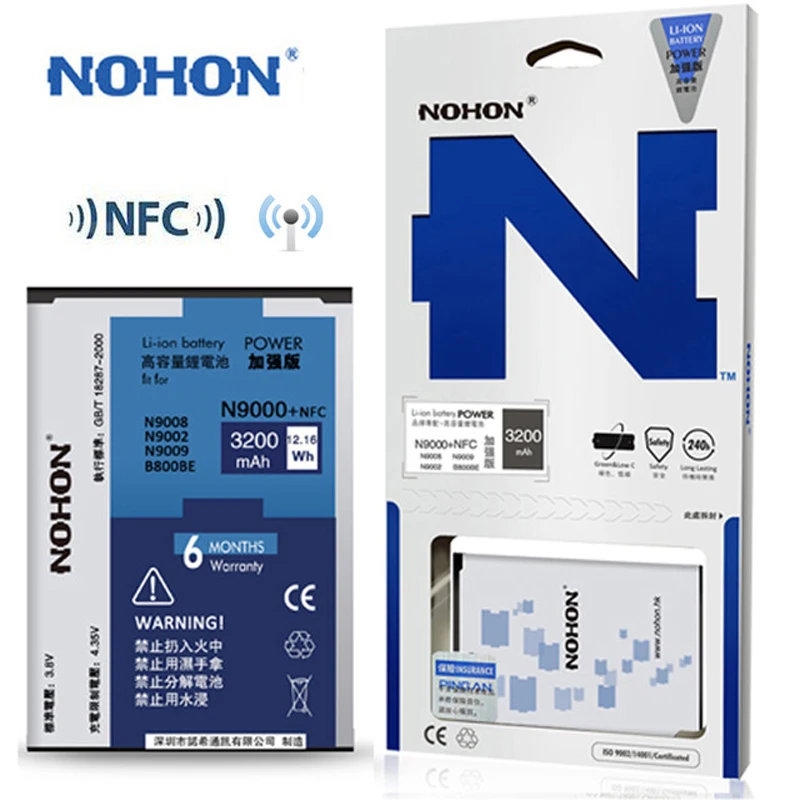 Оригинальный аккумулятор NOHON для Samsung Galaxy Note 2 3 4 Note2 N7100 Note3 NFC N9000 Note4 N9100 N910X реальная