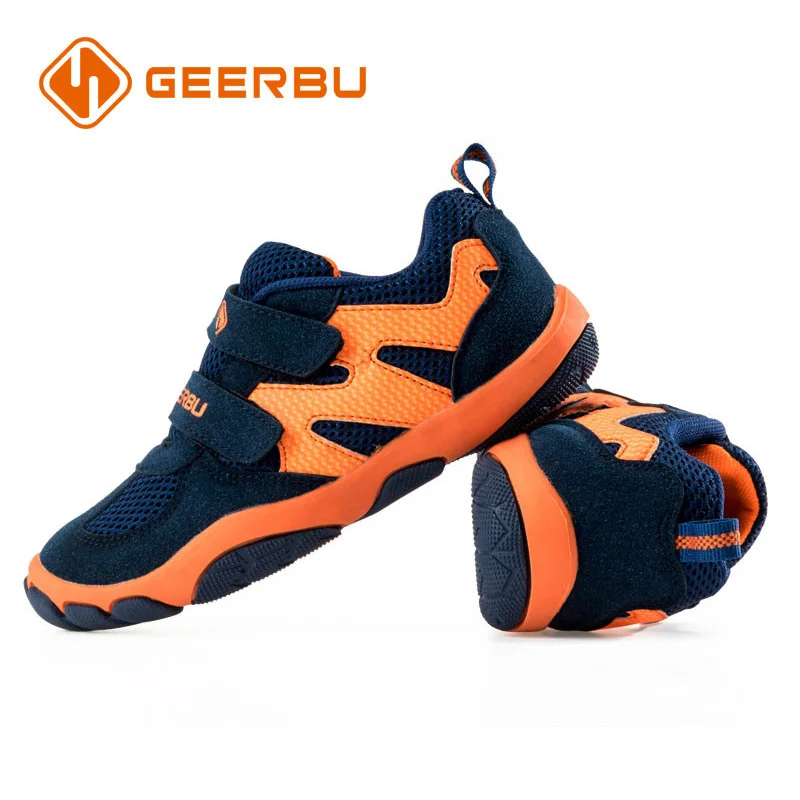 double mesh dark blu GEERBU дышащие детские кроссовки для мальчиков, кроссовки из сетчатого материала для бега, детские спортивные кроссовки для студентов, кроссовки для бега, прогулочная обувь - Цвет: double mesh dark blu