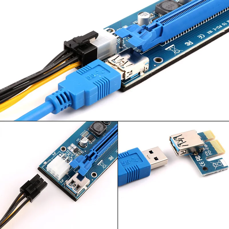 Удлинитель Ubit 6 шт./лот 1x до 16x Экспресс карта расширения USB 3 0 PCI e удлинитель SATA 15pin