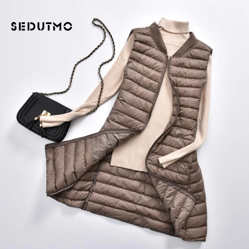 SEDUTMO, зимний, размера плюс, 3XL, женский пуховик, жилет, длинный, ультра, светильник, утиный пух, пальто, осень, пуховик, тонкий, парка, ED506