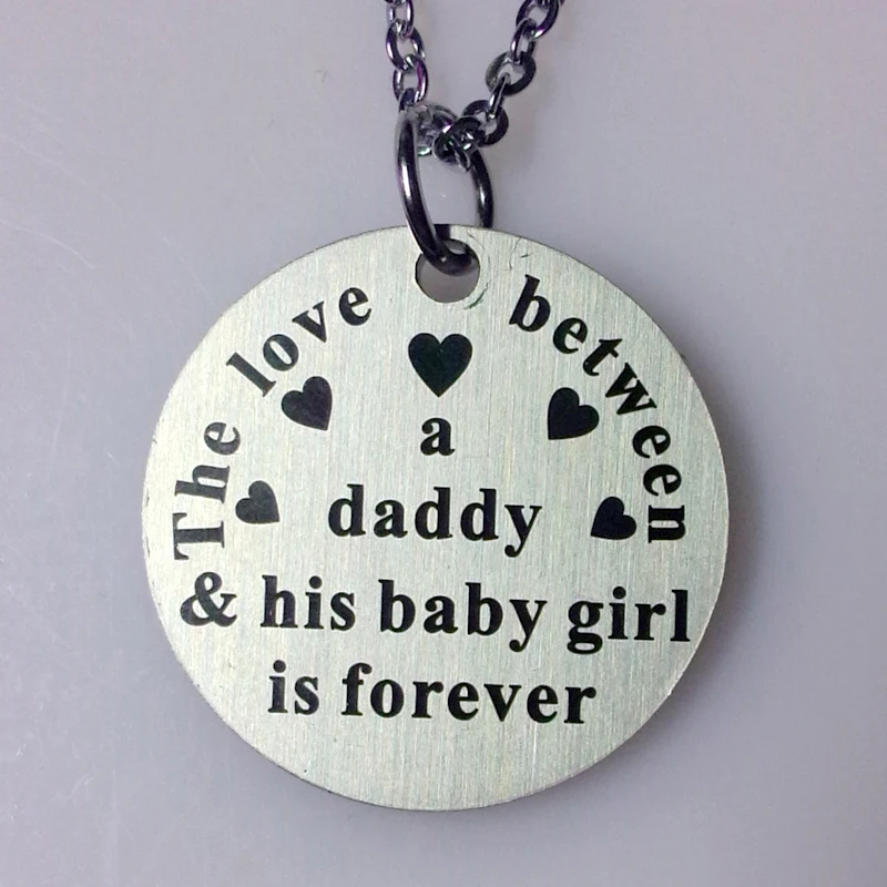 

10pcs/lot stainless steel daddy love his baby girl charm pendant necklace