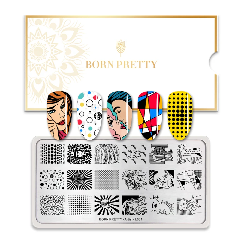 Пластины для стемпинга ногтей BORN PRETTY прямоугольные трафареты маникюра