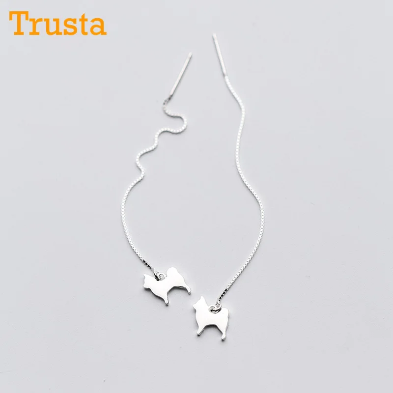 Trusta, 925 пробы, серебряные серьги, ювелирное изделие, в виде капли, одноцветные, с бусинами, с ушной линией, в Крутом стиле, для девочек-подростков, для женщин, DS1277