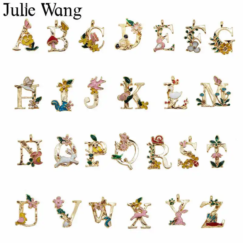 Julie Wang 26 шт. золотой тон A Z Английский алфавит ожерелье подвеска с надписью серьги