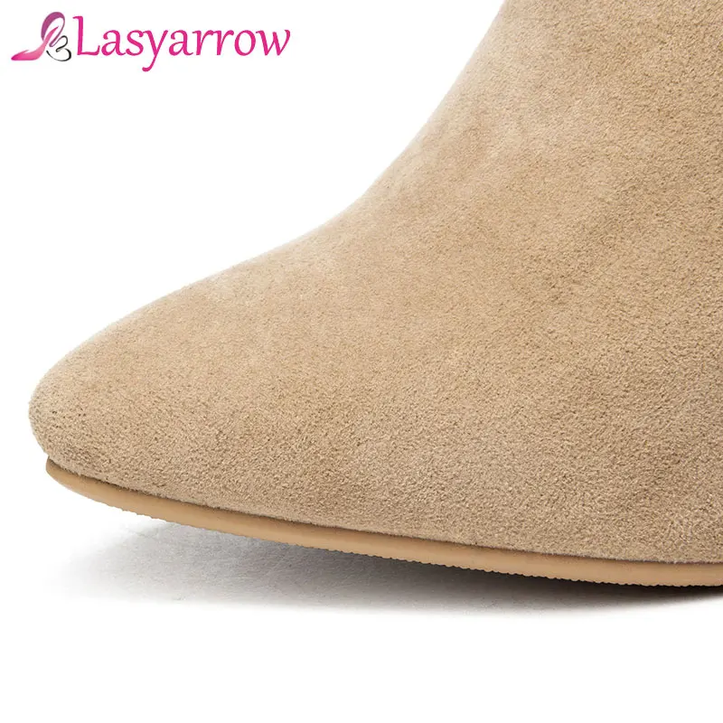

Lasyarrow Ankle Boots for Women Chunky High Heels Shoes Woman Fashion Martin Boots Female Solid Slip On Motorcycle Boots F458