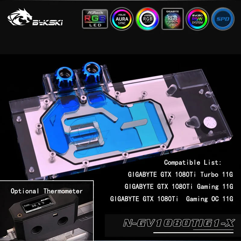 BYKSKI для GIGABYTE GTX1080Ti Gaming OC 11G/GTX1080TI GAMING 11G/GV N108TTURBO 11.Full крышка водоблок GPU. P/N: N GV1080TIG1