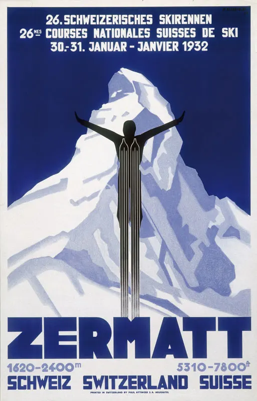 Швейцария Wallis Tourism Skirennen Zermatt классические холщовые картины винтажные настенные