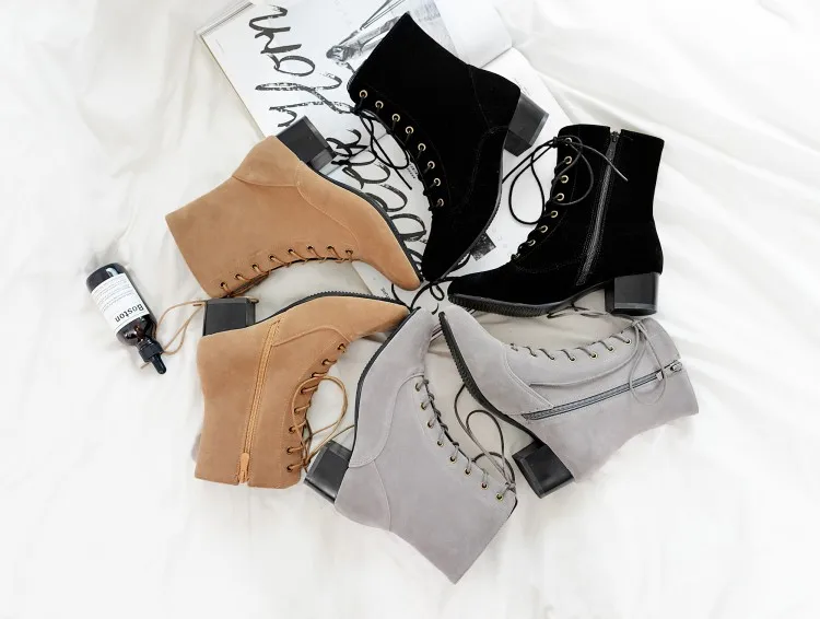 Big Size 9 10 11-16 boots women shoes ankle boots for women ladies boots Cross strap side zipper