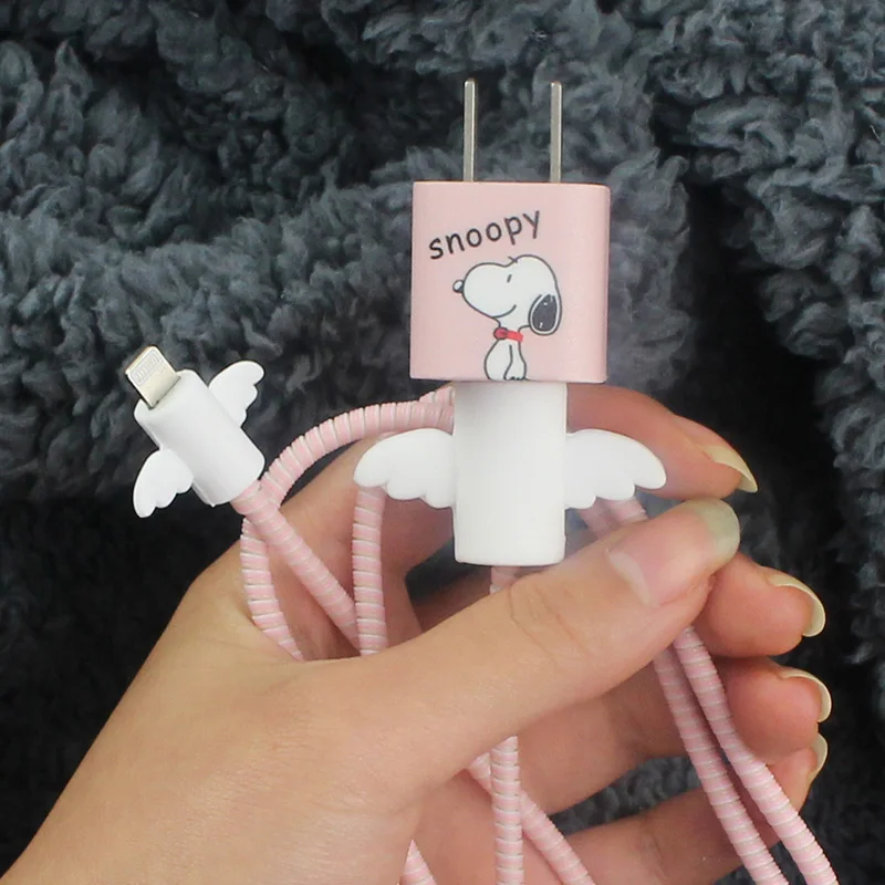 Милый мультяшный usb-кабель протектор для наушников с кабельным Стикеры для намотки спиральный usb-шнур с зарядным устройством для iPhone 6 6s 7 8 Plus X XR