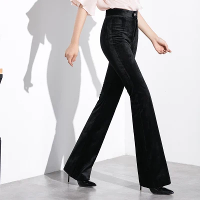 2018 модные высококачественные бархатные брюки с высокой талией широкими