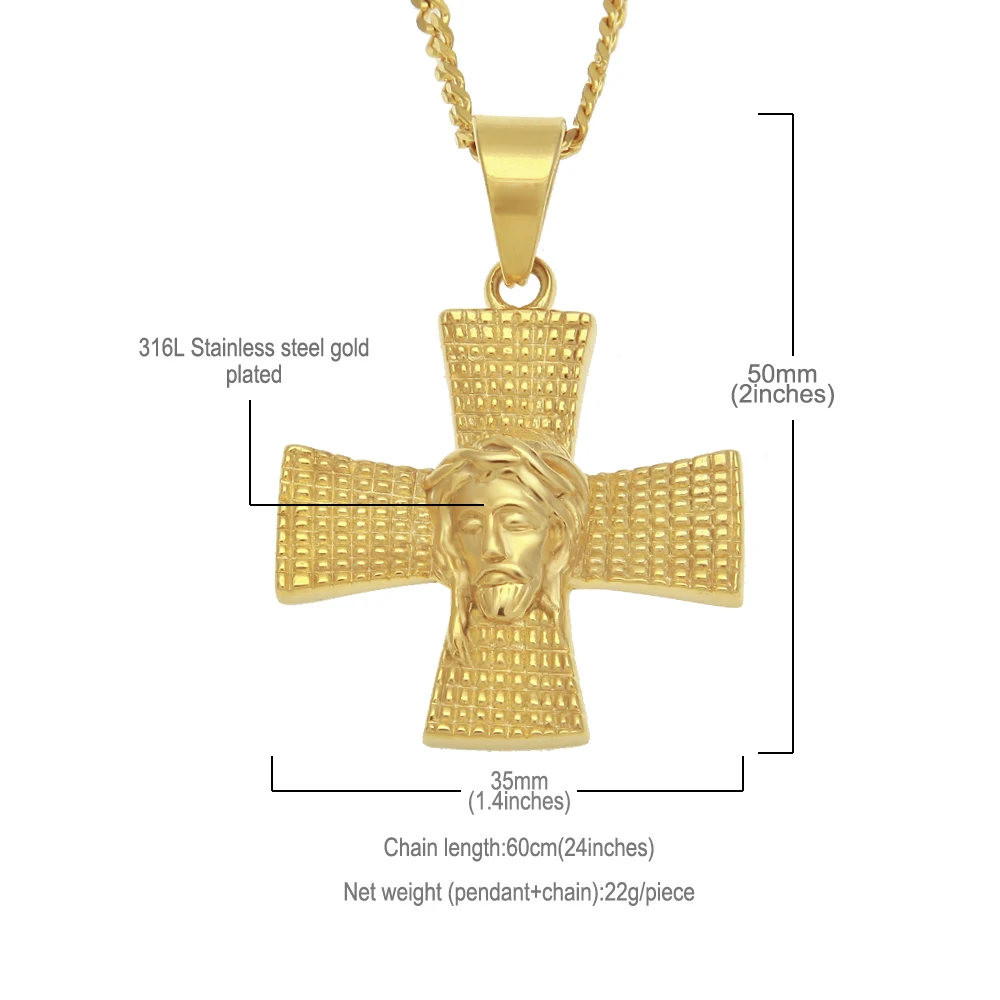 Женская подвеска в стиле ретро TBTK золотистая с крестом Иисуса из нержавеющей