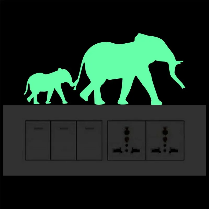 Переключатель со слоном для мамы и ребенка стикер светится в темноте настенный