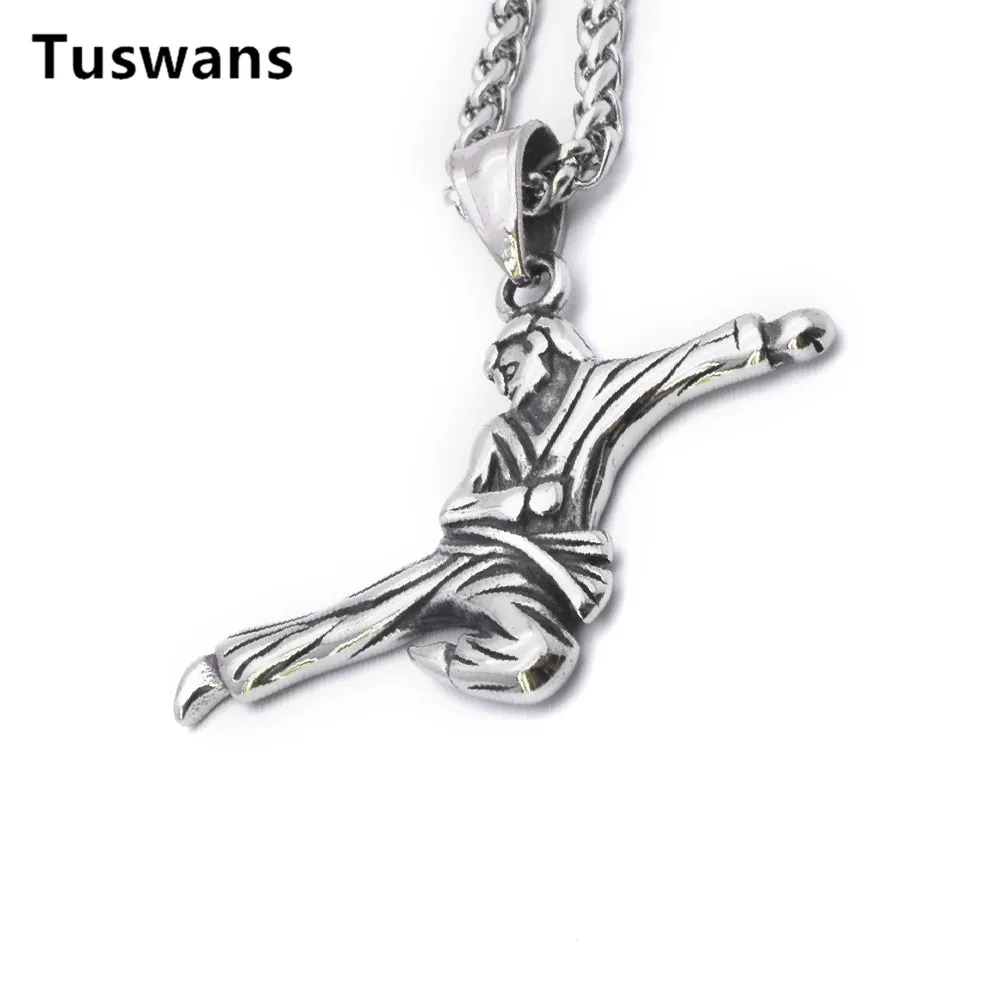 Креативная детская модель кулона кунг фу из нержавеющей стали ожерелье для