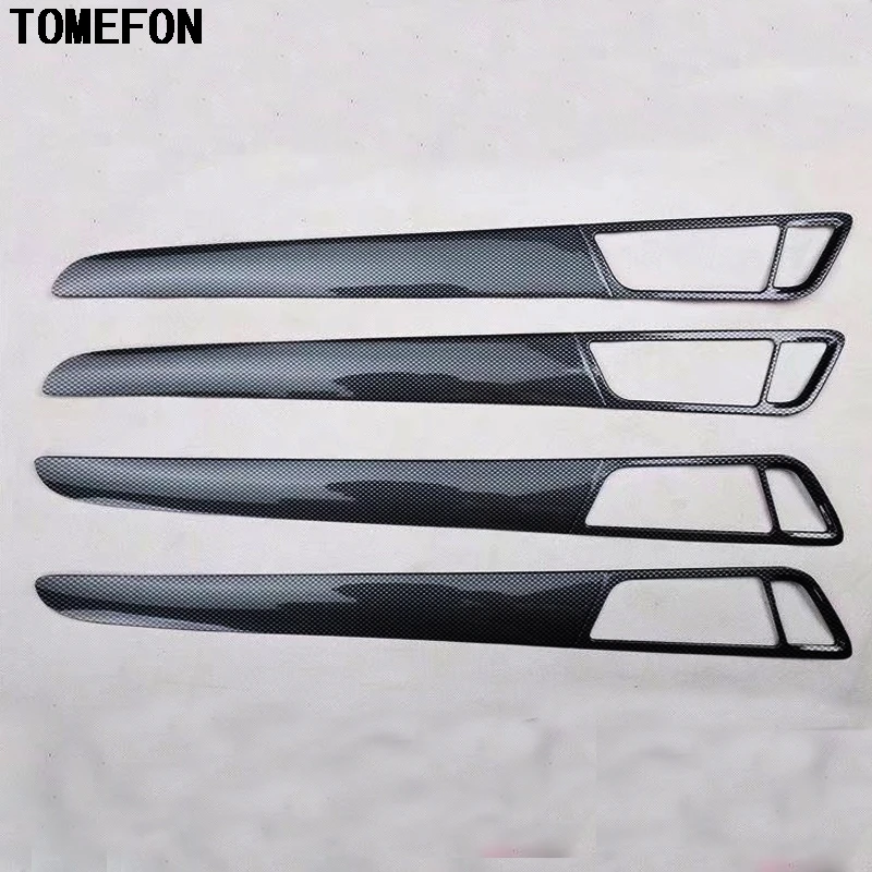 TOMEFON ABS пластик углеродное волокно Передняя передача Шиф Панель рамка 4 дверная ручка отделка внутренние части для Audi Q5 2013
