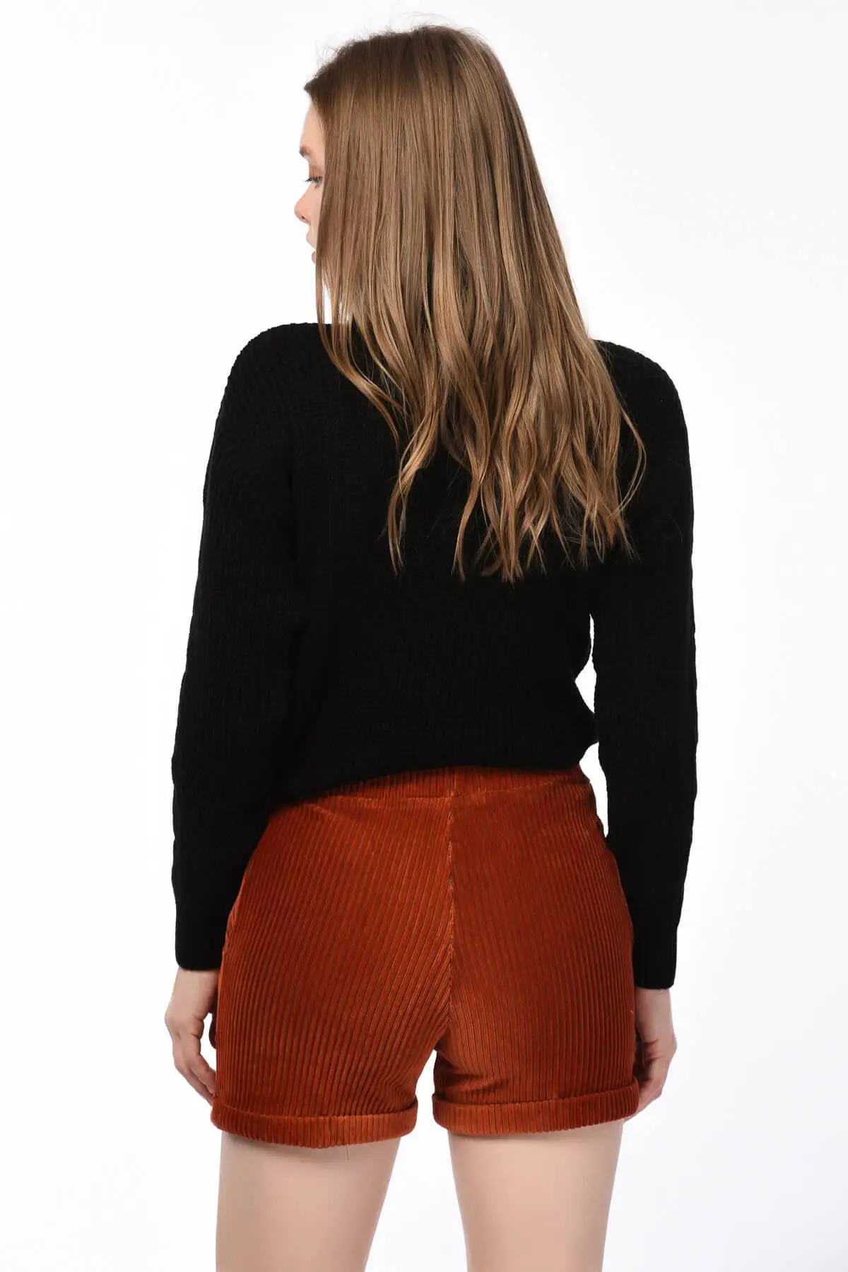 Хлопок настроение женщин плитки вельвет троттлинг Складки шорты 8512838|Женские