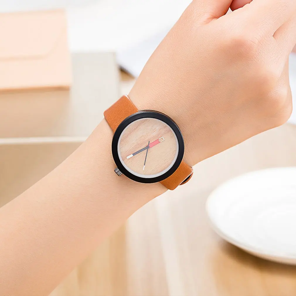 Vintage Wooden Color Dial Quartz Watch Fashion Hours PU Leather Strap Bracelet Wristband Jewelry For Women Men | Наручные часы