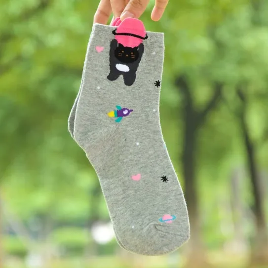 18 4 пары, Женские Короткие Носки с рисунком медведя, кролика, утки, Kawaii, теплые зимние хлопковые носки, милые женские повседневные носки, женские носки - Цвет: 18