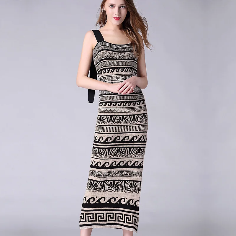 Женское летнее платье 2019 сексуальные ремни Boho вязаное с принтом Bodycon Длинные